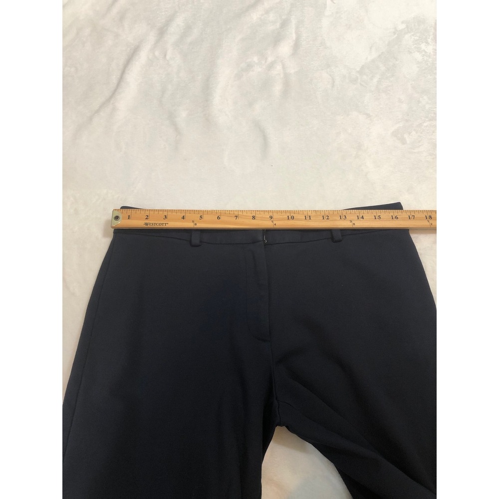 Lands' End Straight Leg Pants Women 12 Navy Blue Stretch Career Trousers - Picture 9 of 11